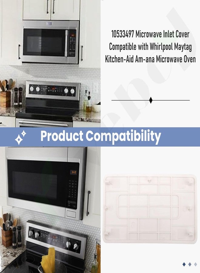 غطاء مدخل الميكروويف W10533497 متوافق مع أفران الميكروويف Whirlpool Kitchen Aid WMH73521CW YMMV4205FW JMV8208CS2، بديل لفرن الميكروويف PS8768667 AP5803334 3021428 - Image 3